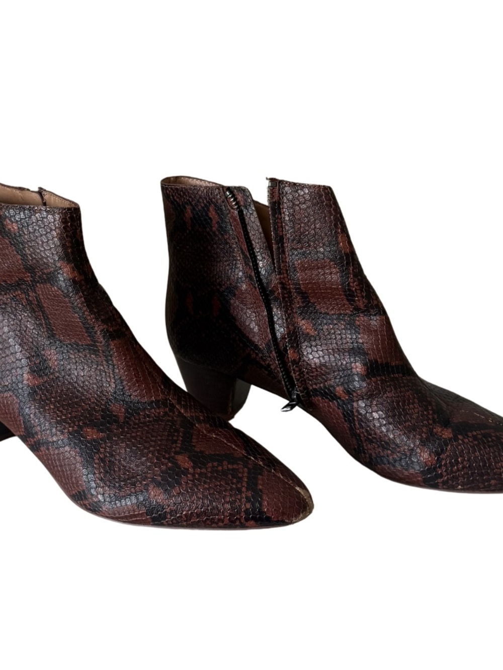 Madewell Brown Snake-Print Ankle Booties